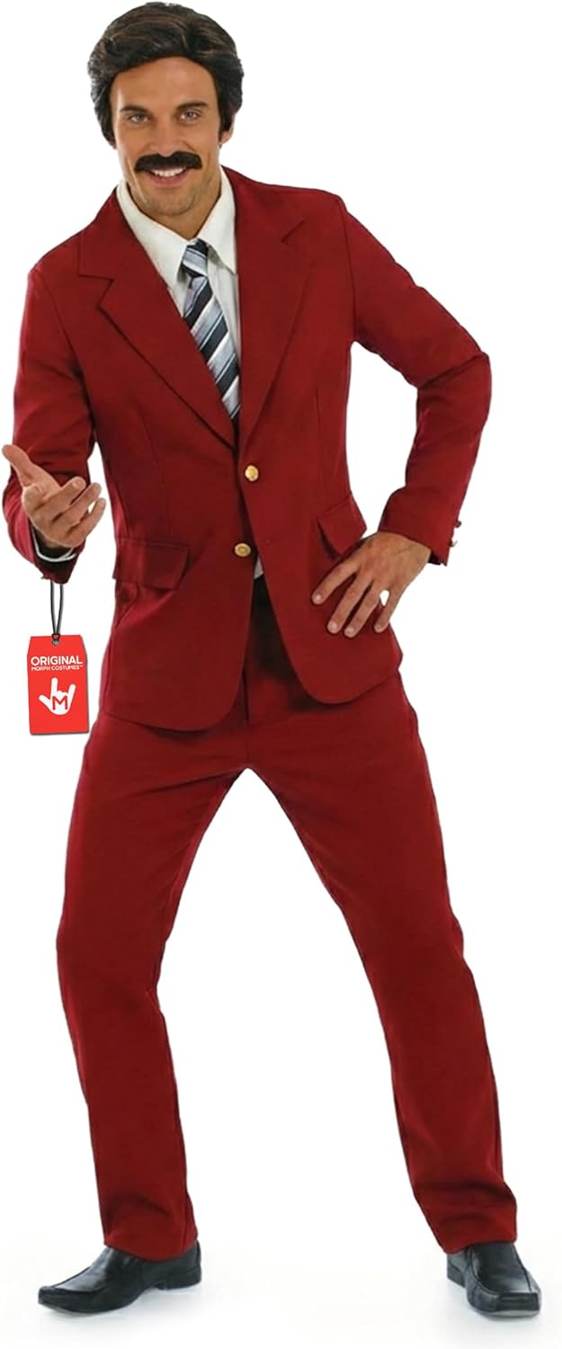 fun shack News Anchor Costume for Men, Newsreader Suit, Anchor Man Outfit, Professional Newsreader Halloween Costumes for Men