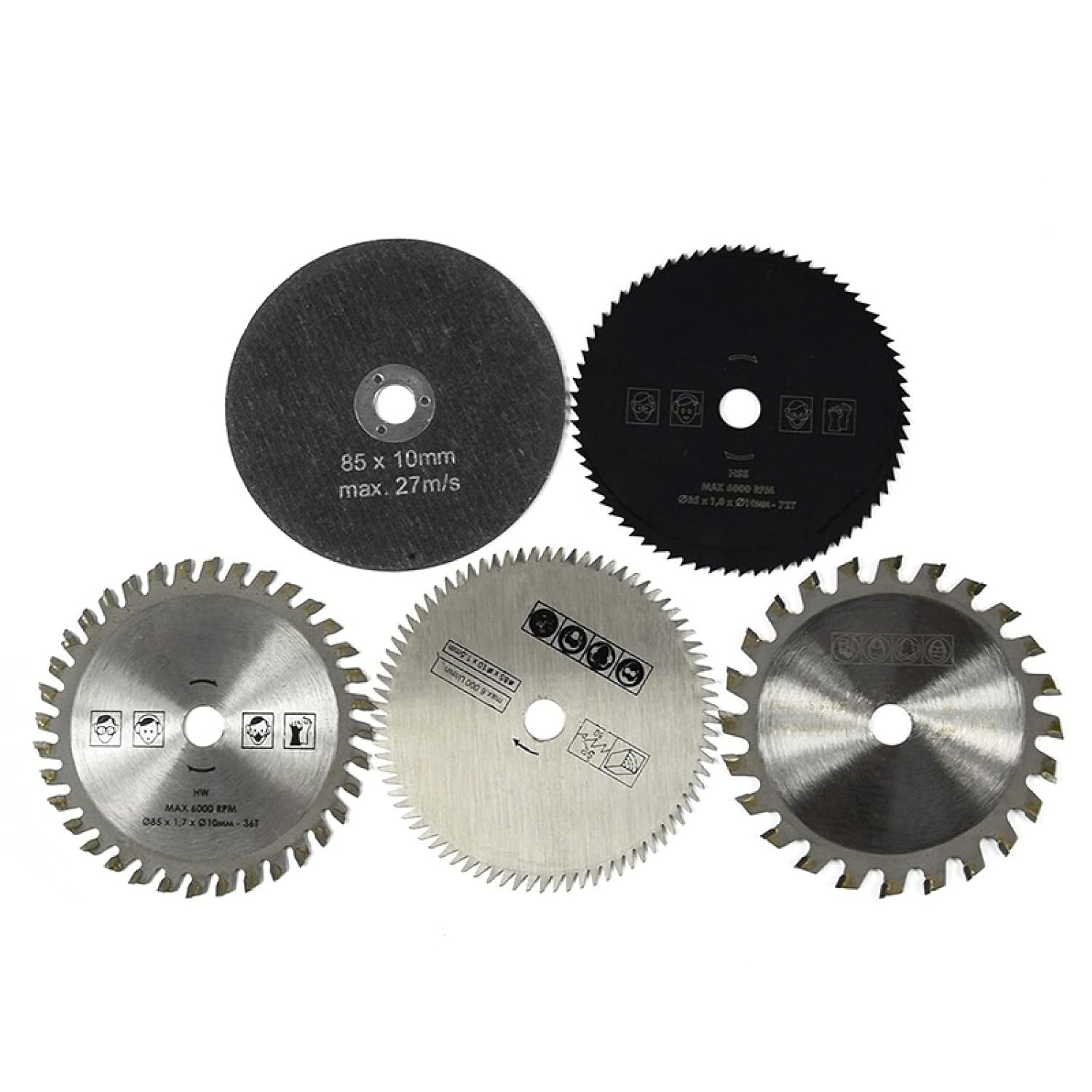 Circular Saw Blade，Multi Material Mitre Saw Blade (AKA Wood Blade, Metal Cutting Blade, TCT Saw Blade) ，TCT Circular Wood Saw Blade， 5pcs 85mm Cutting Tool Wood Saw Blades For Multi-function Power Too