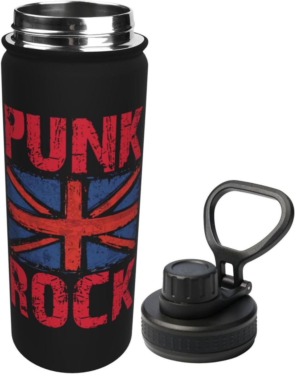 Punk Rock American Flag Water Bottle 18OZ Stainless Steel Insulated Water Bottles With Spout Lid Sports Keep Cold and Hot Water Bottle For Biking Hiking
