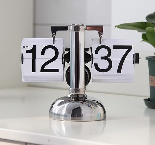 Flip Clock,Retro Flip Clock Mechanical Digital Desk Clocks Auto Internal Gear Operated Flipping
