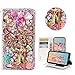 STENES Bling Wallet Phone Case Compatible with Nokia G400 5G Case - Stylish - 3D Handmade Snow Girls High Heel Flowers Magnetic Wallet Stand Girls Women Leather Cover - Pink