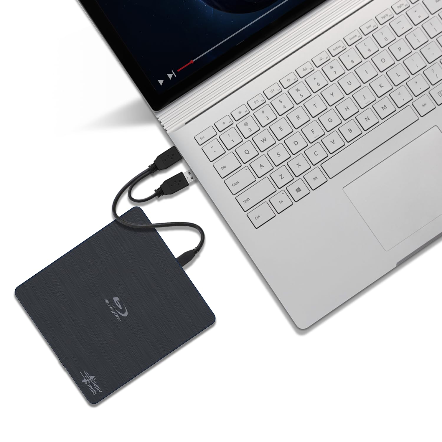 Hitachi LG Lecteur Externe Blu-Ray | Graveur Lecteur Blu-Ray/DVD+/-RW | Portable USB 2.0 Type A, Type C | Compatible avec Windows, Mac, Linux (BP55, Noir)