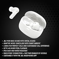 JBL Tune Beam 2 Bluetooth fülhallgató zajszűréssel, 48 órás akkumulátor, IP54 vízálló - 2-White, JBL Tune Beam 2 2