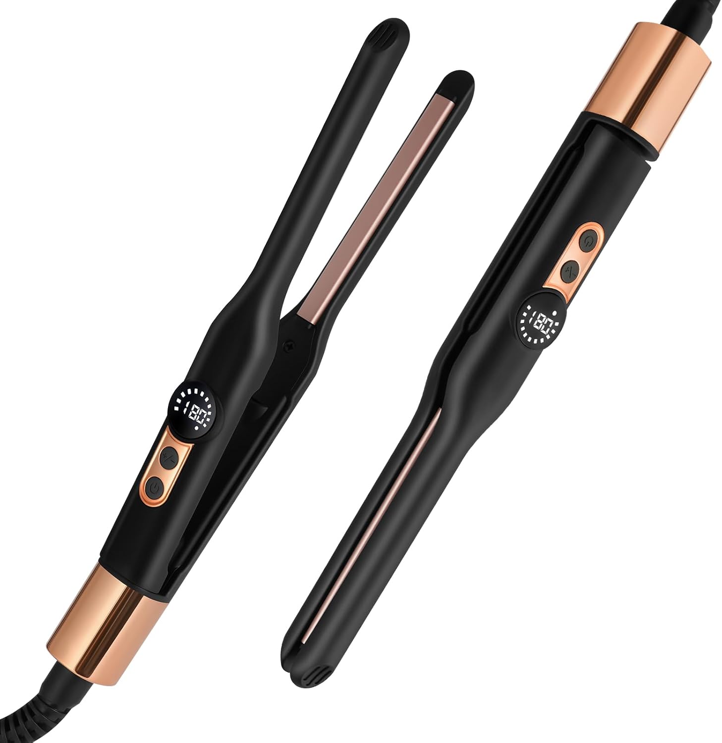 LOPHE Mini Hair Straightener, 2-in-1 Hair Straightener and Curling Iron for Curls and Styles, Portable, Black, 27.8 cm x 3.2 cm