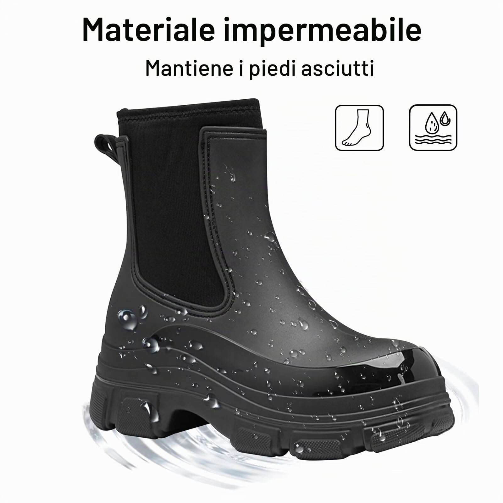 Stivali da Pioggia Donna Impermeabili Chelsea Stivali di Gomma Galosce Eleganti Giardinaggio Scarpe Antiscivolo per Inverno Polacchine