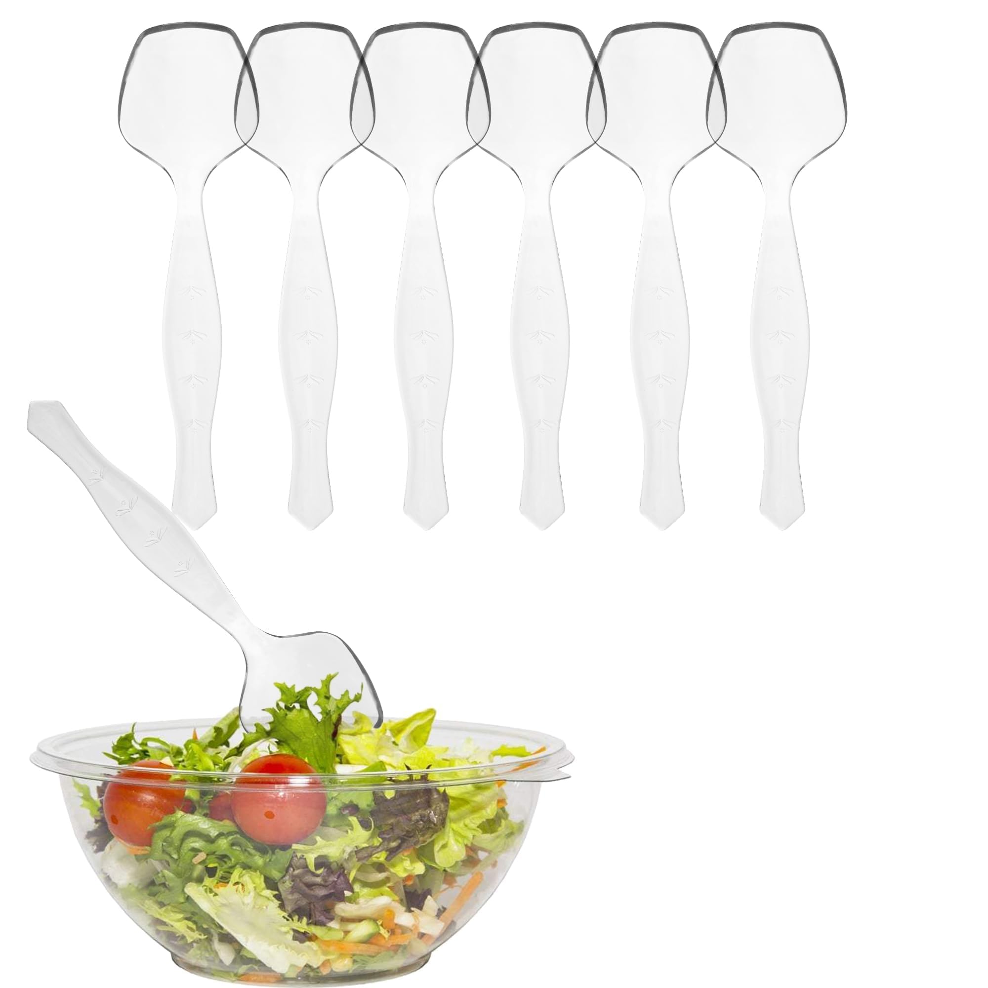 PARTY BARGAINS 8.75" Disposable Clear Plastic Serving Spoons, 6 Pack, Heavy Duty Kitchenware Serving Spoon Utensil for Wedding, Catering Services,