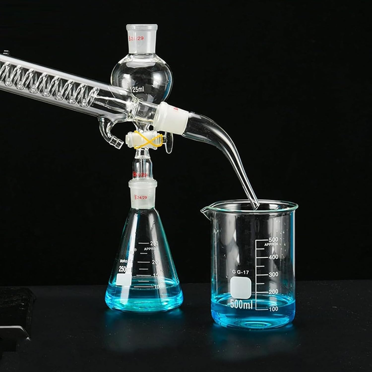 Kit De Material De Vidrio para Laboratorio De Química, Kit De Destilación De Laboratorio, Alta Transparencia, Superficie Lisa, para La Enseñanza De Ciencias En El Hogar Y La Industria.