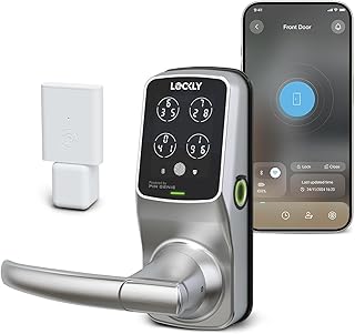 Lockly Secure Pro Smart Lock Wi-Fi, cerradura de puerta con teclado digital de entrada sin llave, sensor de huellas dactilares biométrico 3D con asa, control de voz y bloqueo automático, edición con