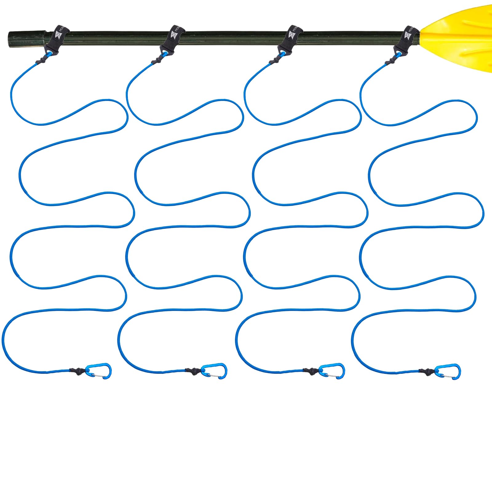 MOPHOEXII Paddle Leash Safety Rod Bungee Rod Holder Gripping Gear,Kayak Paddle Tether Lightweight Coiled Kayak Paddle Leash for SUP Kayaking Canoing Fishing Boating Blue 4 Pack