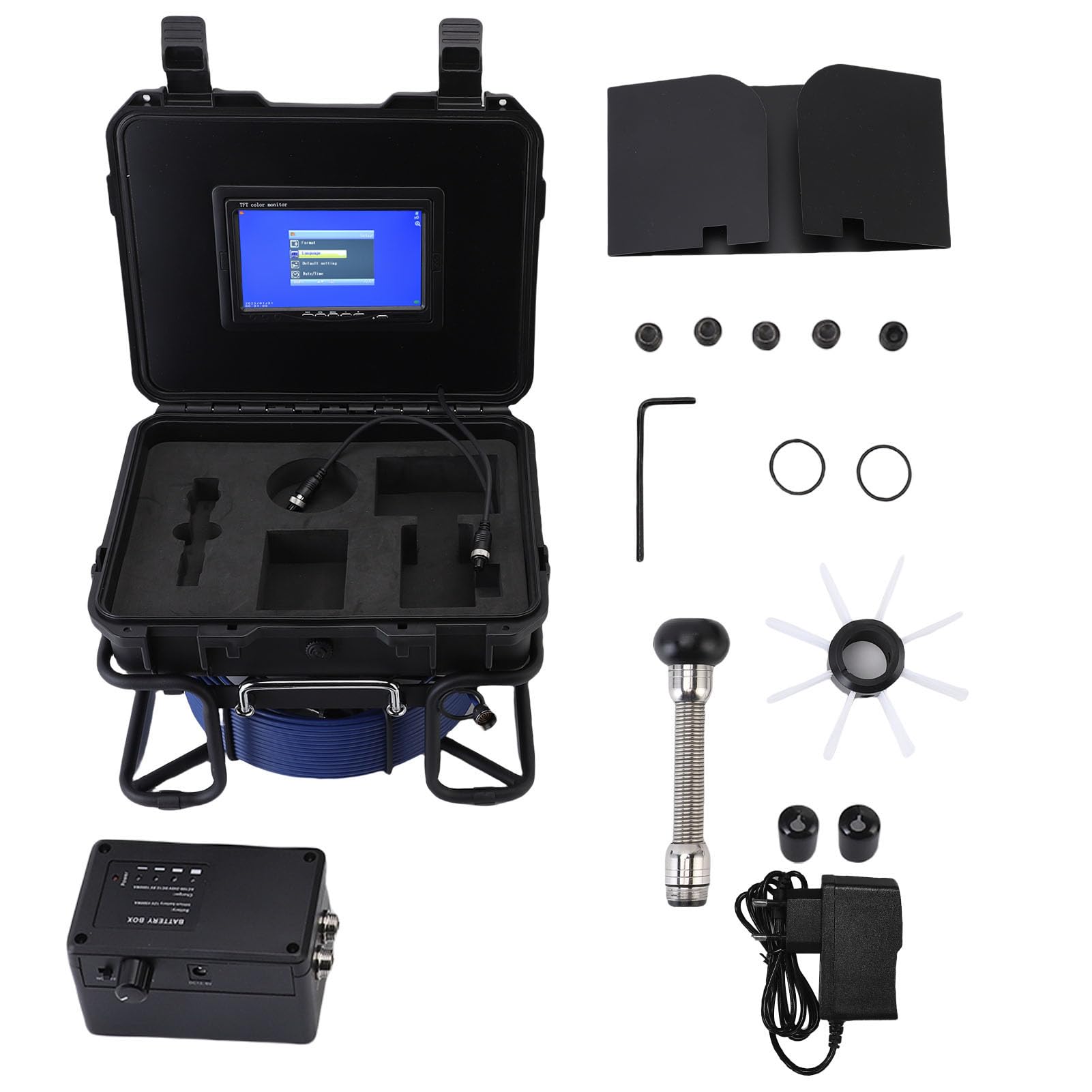 Akozon Kamera Kontroli Kanalizacji 30 M 18 Mm FHD 16X Zoom 1080p 17in IPS Ekran z kartą Pamięci 32 GB (wtyczka UE)