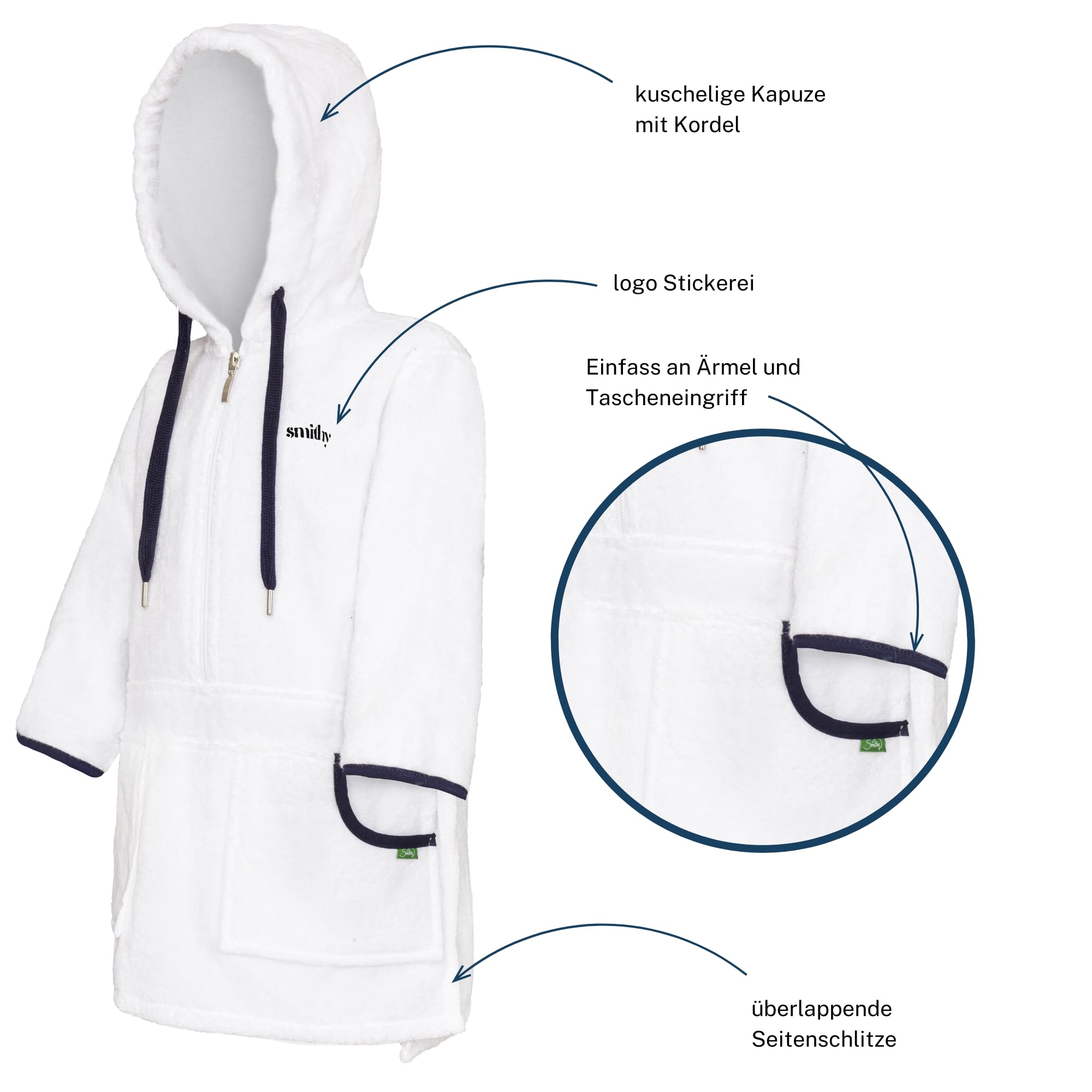 Kinder Badeponcho Baumwolle mit Kapuze – Kapuzenhandtuch / Surfponcho Frottee – Strandponcho & Bademantel für Jungen, Mädchen – Saugstarkes Handtuch Poncho für Strand, Schwimmbad, Urlaub, Gr. 128