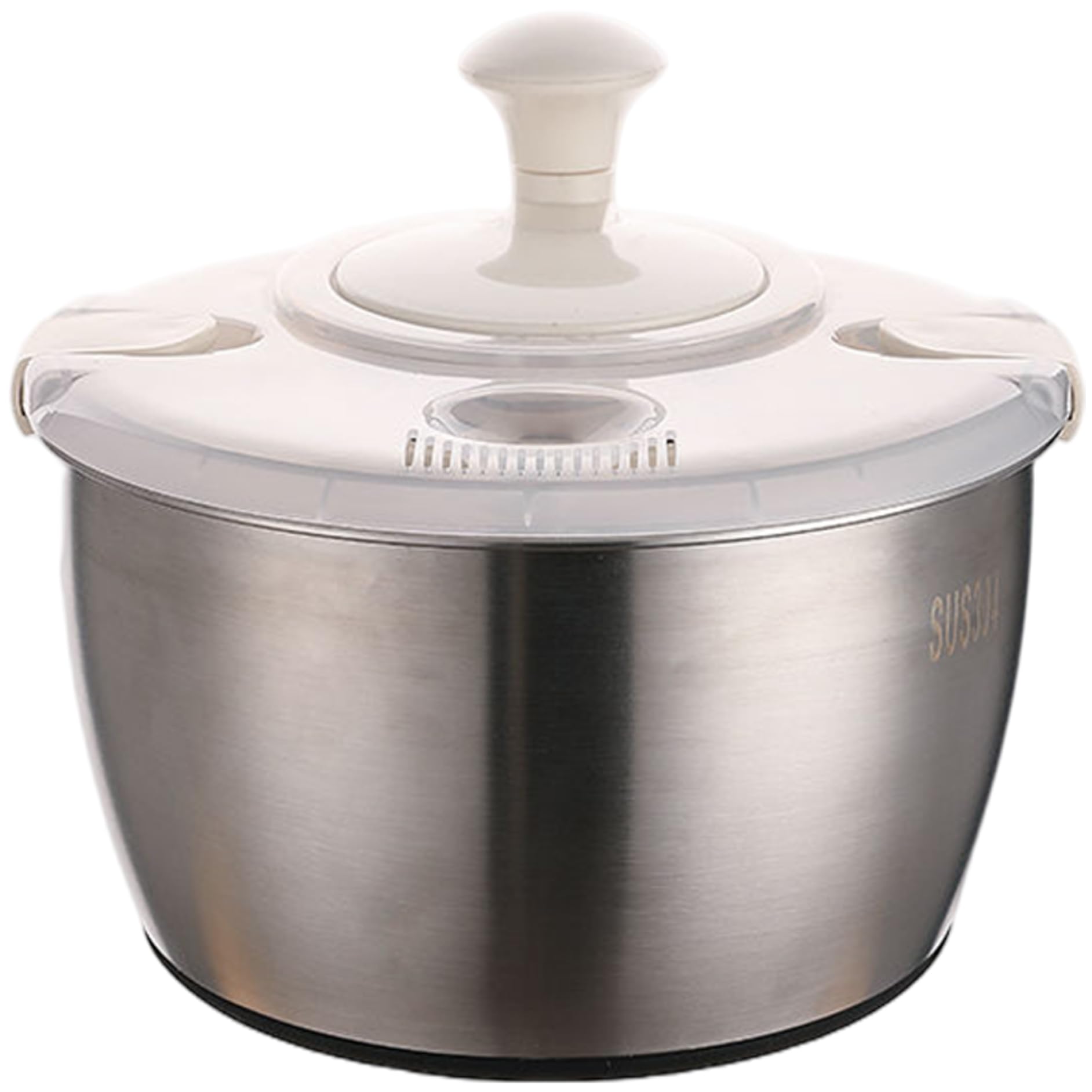 Essoreuse à Salade, essoreuse à laitue Double Couche en Acier Inoxydable et PP de 5 L avec Couvercle et poignée rotative