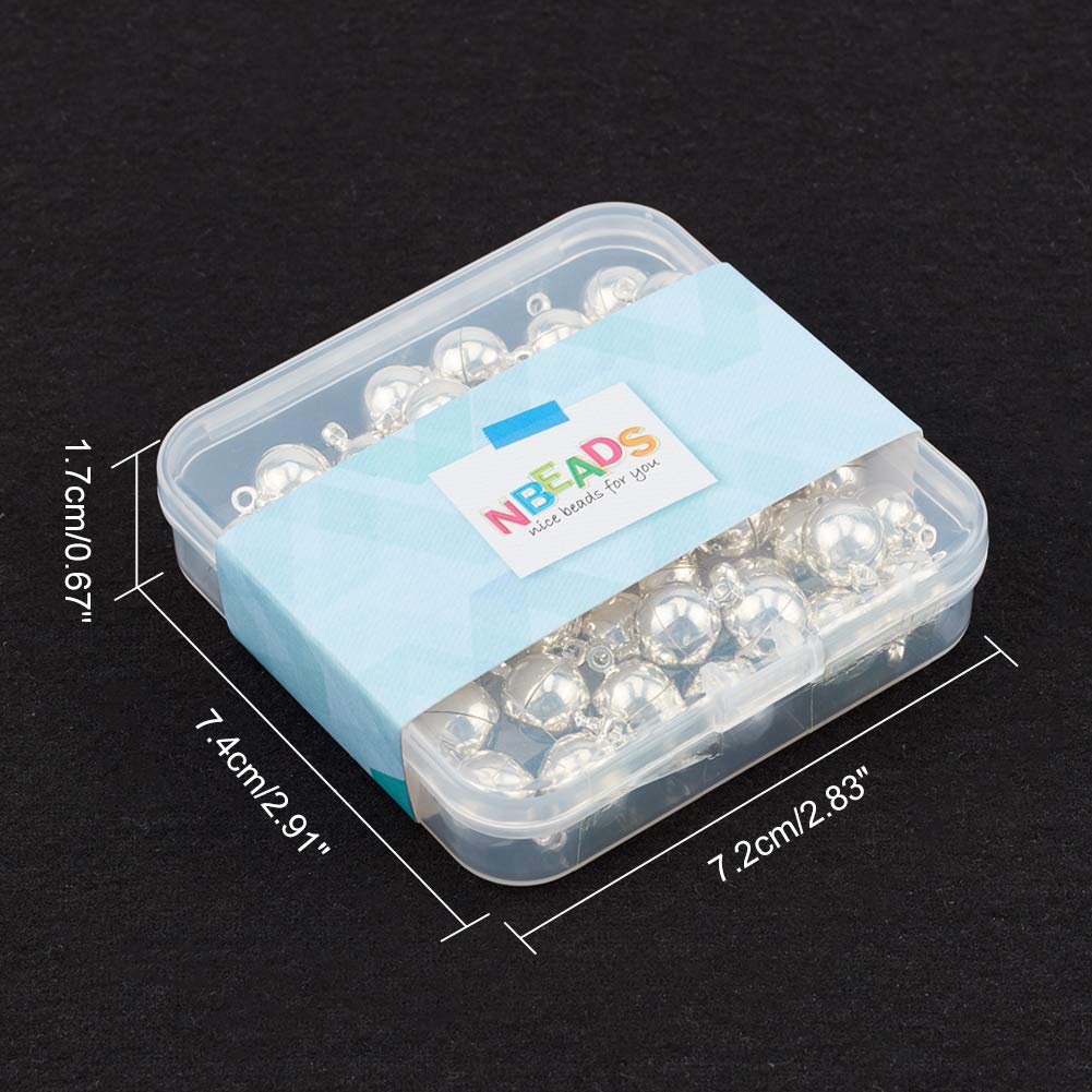 NBEADS 50Pcs 10 mm Redondo Chapado En Plata de Conectores de Latón Fuerte Cierres Magnéticos para Pulsera Collar Hacer, 16 X 10 Mm, Agujero: 1.2 Mm
