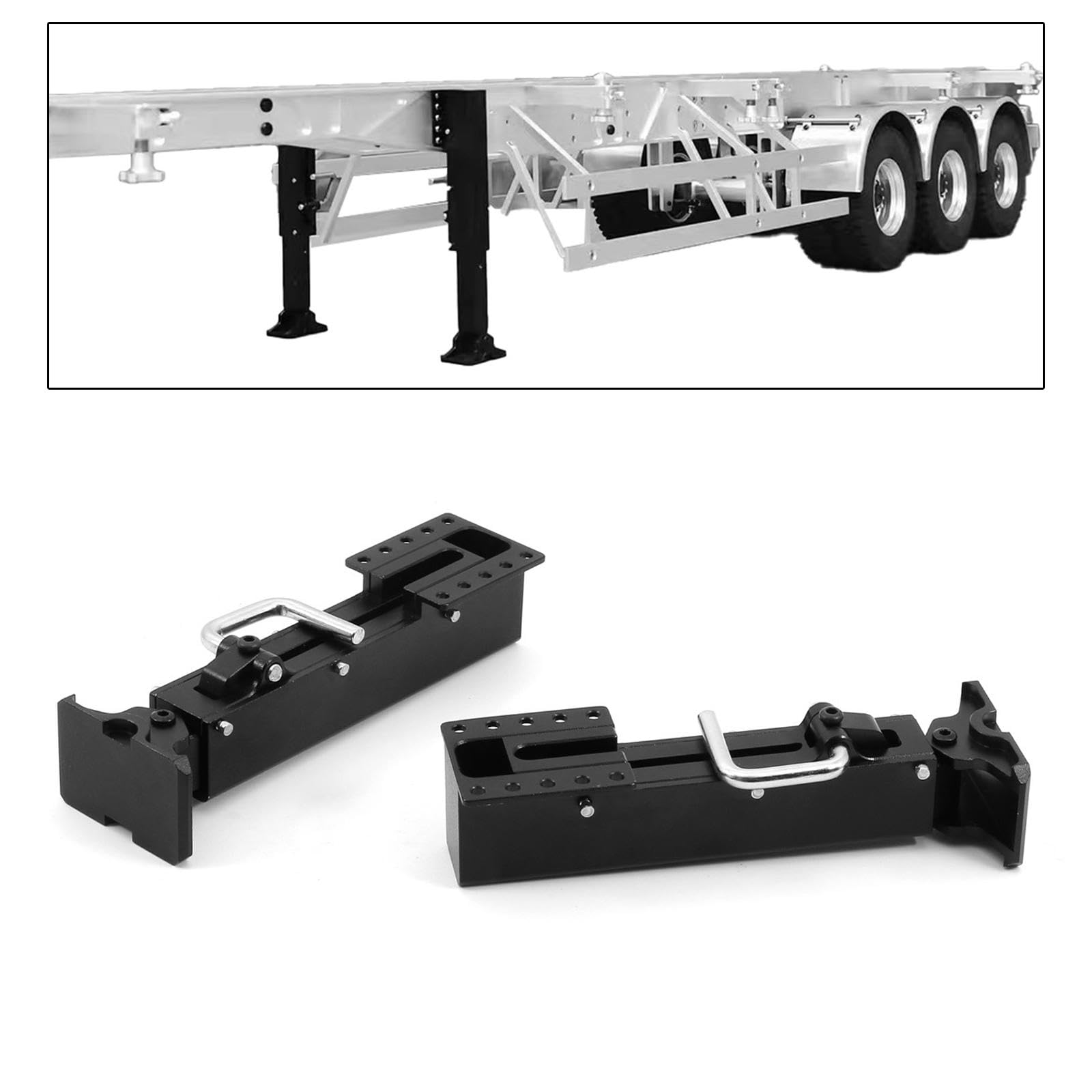Milageto 2 Piezas Tren de Aterrizaje RC para Remolque 1/14 Patas Telescópicas Repuesto Soporte de Metal Mejorado Accesorios para Camiones a Escala Colecciones