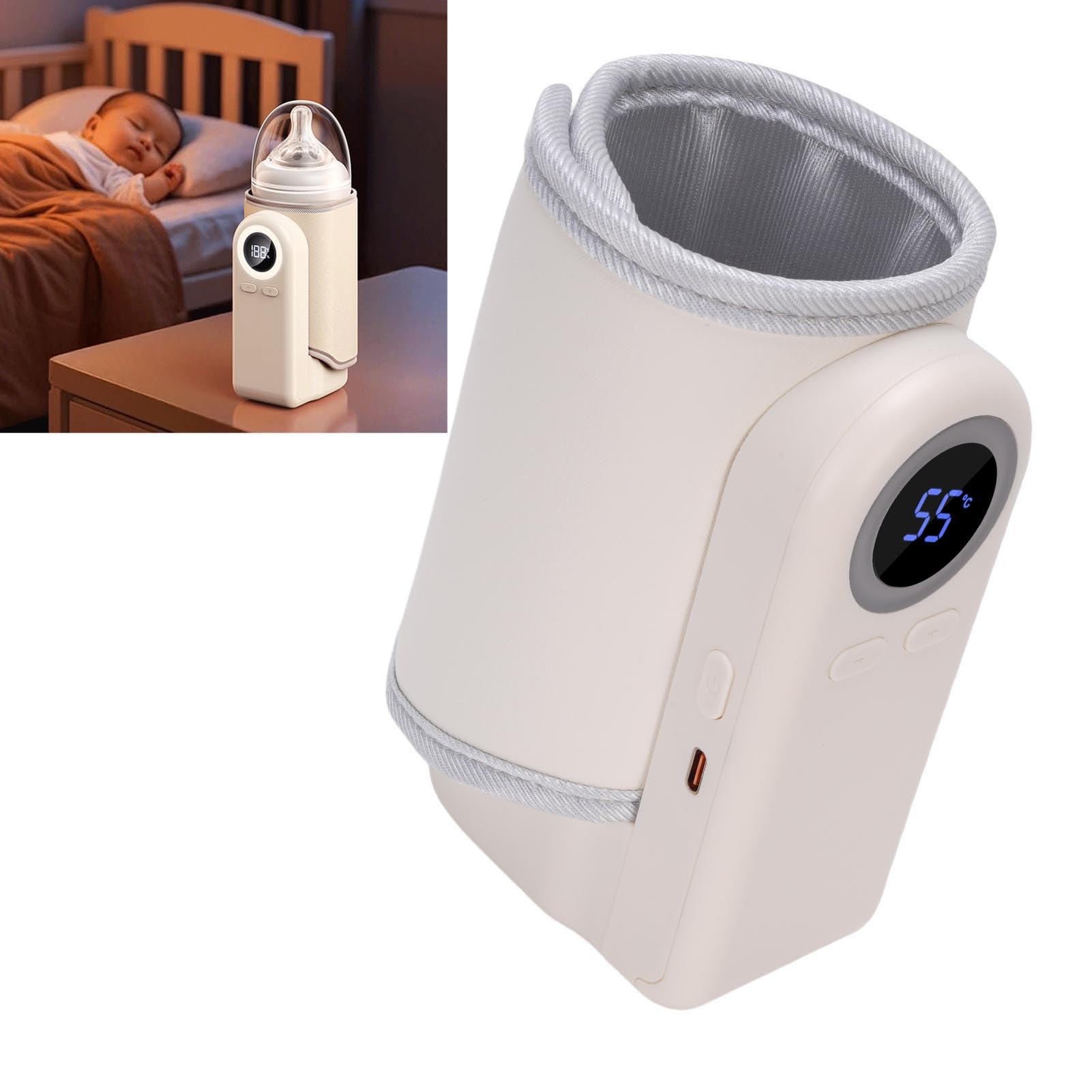Calentador de Biberones con Temperatura Ajustable, Calentador de Biberones Rápido Recargable por USB para Fórmula de Leche Materna, Funcionamiento Silencioso, 10000 MAh Rosa