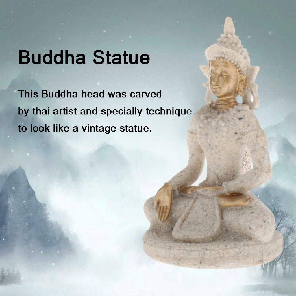 statuetka Buddy, Posąg Buddy do medytacji z piaskowca Ręcznie rzeźbiona figurka Wystrój stołu