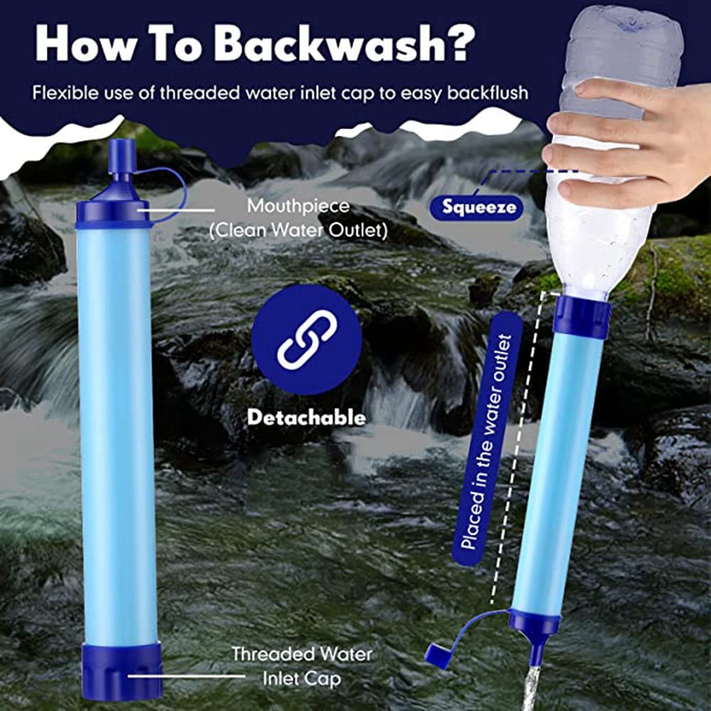 14 Piezas Filtro de Agua Personal Dispositivo de PurificacióN de Agua de Paja FiltracióN de Agua PortáTil Al Aire Libre Supervivencia Equipo de Emergencia