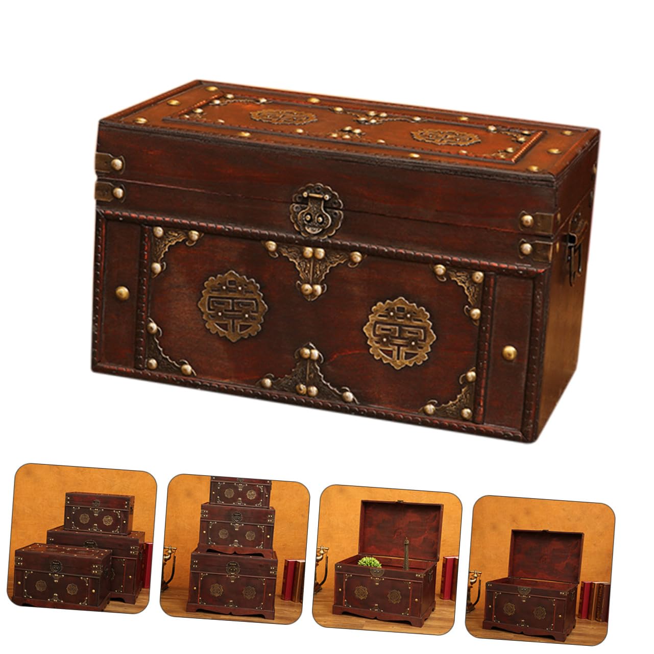 Kichvoe Vintage Aufbewahrungsbox Braun mit Platz Sparender Funktion und Rustikalem Design für Zuhause und Bastelbedarf als Dekorative Retro Schatzorganizer