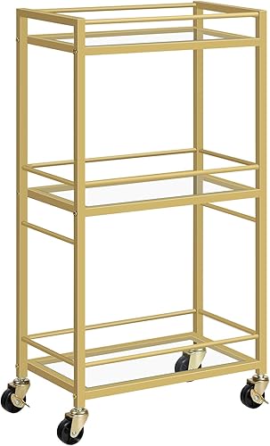 Miniatura 9 de Carrito de bar para el hogar, carrito de bebidas de 3 niveles con ruedas, carrito de servicio de bar en casa, carrito de mini bar para espacio