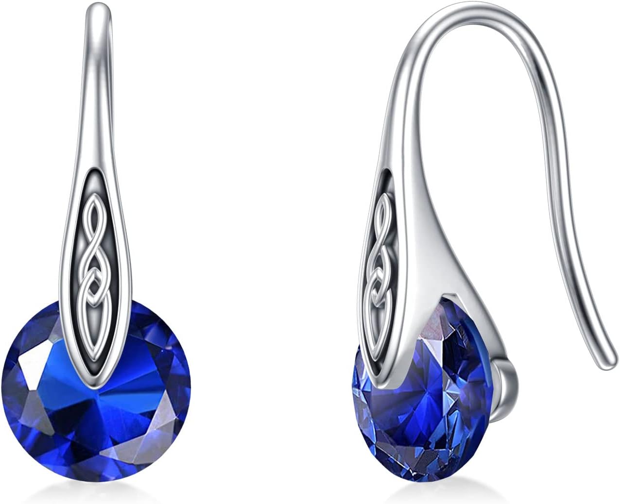 Birthstone Earrings Sterling Silver Celtic Knot Dangle Drop Earrings for Sensitive Ears Irish Jewelry Valentine's Mothers Day Birthday Gifts for Women Girls Girlfriend Wife