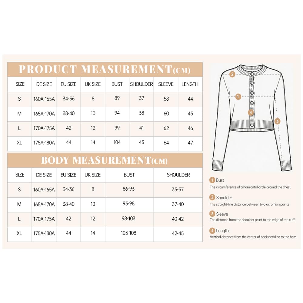 EXCHIC Femmes Confortable Manches Longues Front Ouvert Court Cardigan Pull Coupe Slim Col Rond Boutonné Gilets