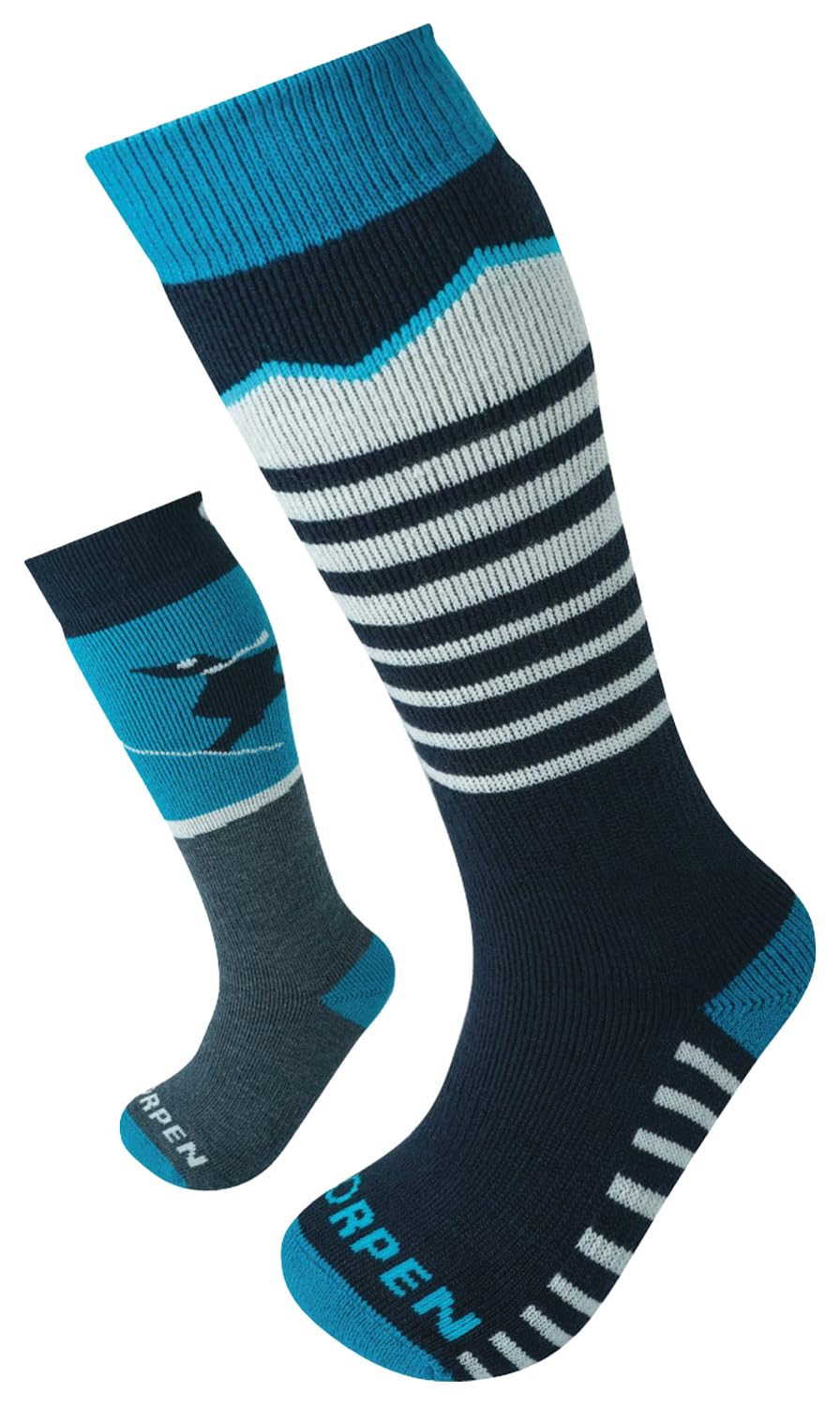 Lorpen Calcetines ecológicos de esquí T1 Merino para niños, ideales para esquí, ecológicos y sostenibles, ultra gruesos, totalmente acolchados, paquete de 2