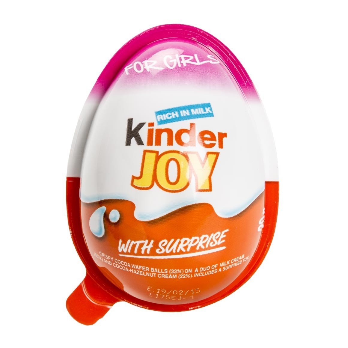 Kinder Joy Chocolate Snack with Surprise, Pink, 20 g