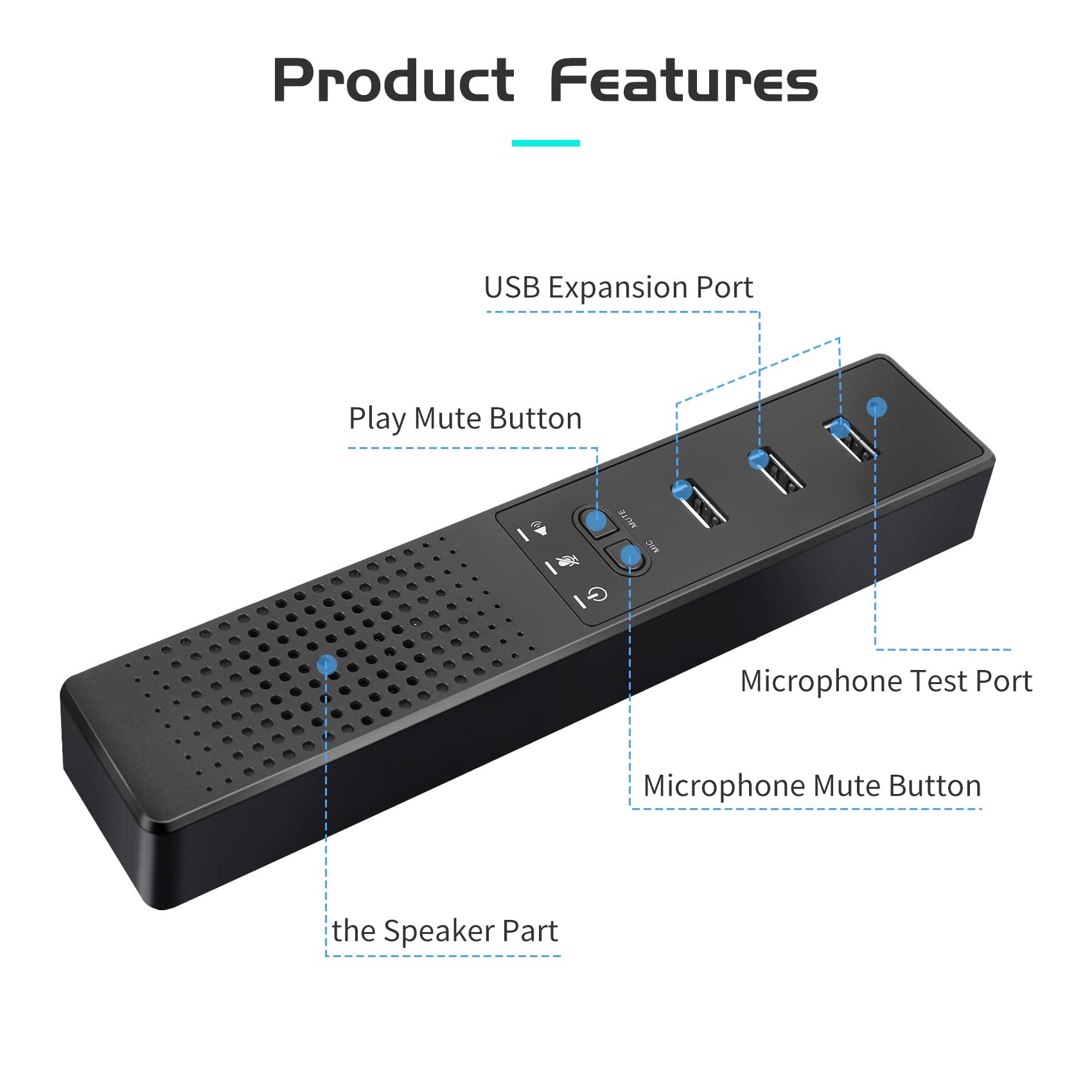 Altoparlante USB Con Microfono E Hub | 3-in-1 Per PC | Per Videoconferenze E Musica - Foto 9