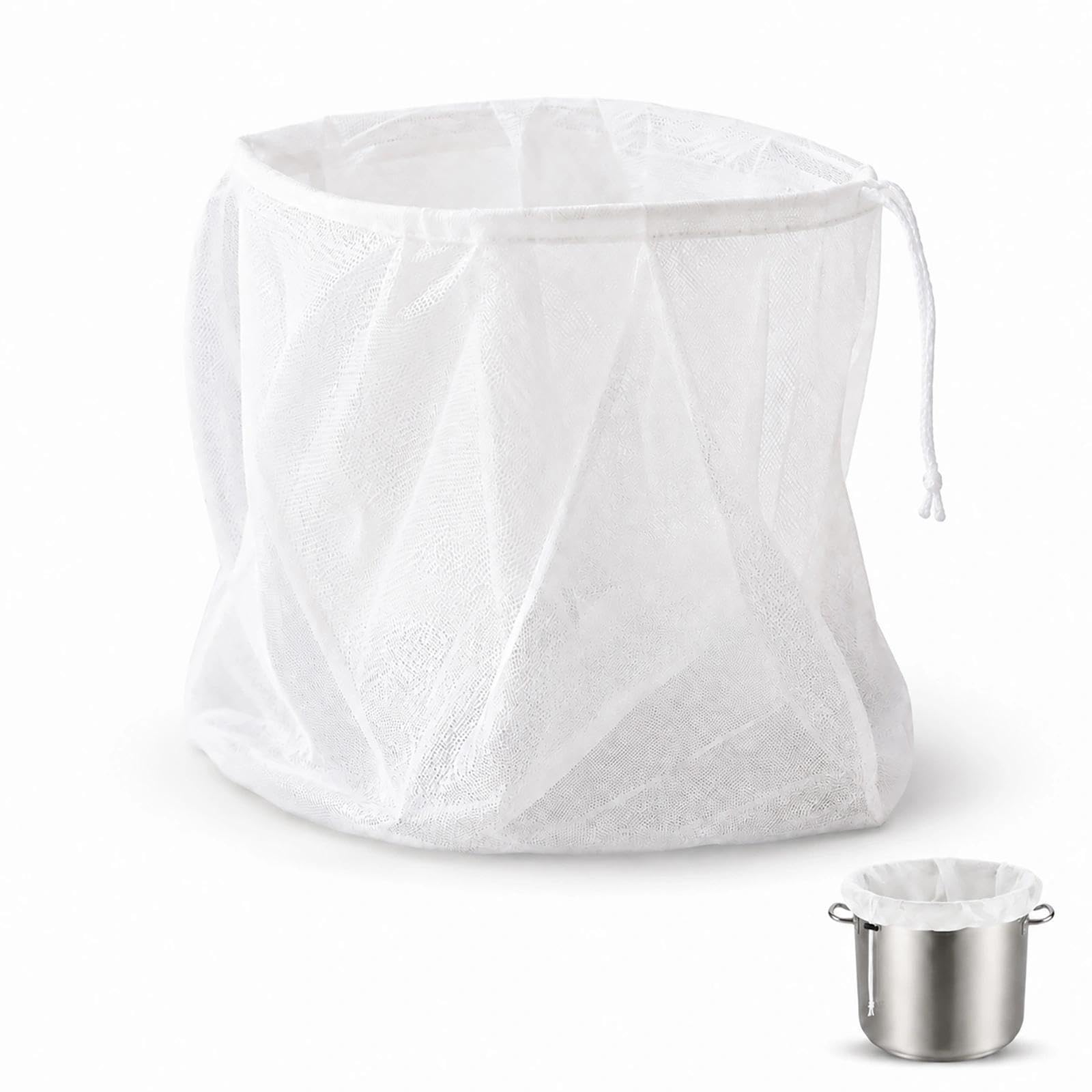 Reusable Fine Mesh Straining Bag, 22x26 Inch Food Grade Nylon Drawstring Filter Bag for Home Brew, Jam Making, Nut Milk, Yogurt, Jelly, Cider & Cold Brew Coffee