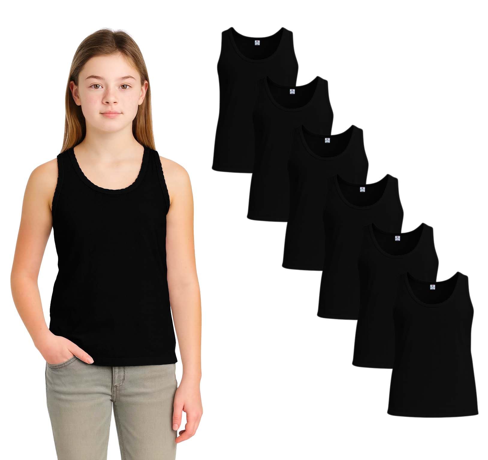 Bahob® 6 Pack Girl's Underwear Vests Soft Cotton Tank Tops Kids Sleeveless Vests Undershirts Cotton 5-14 Years (7-8 Years, GLV-44-B)
