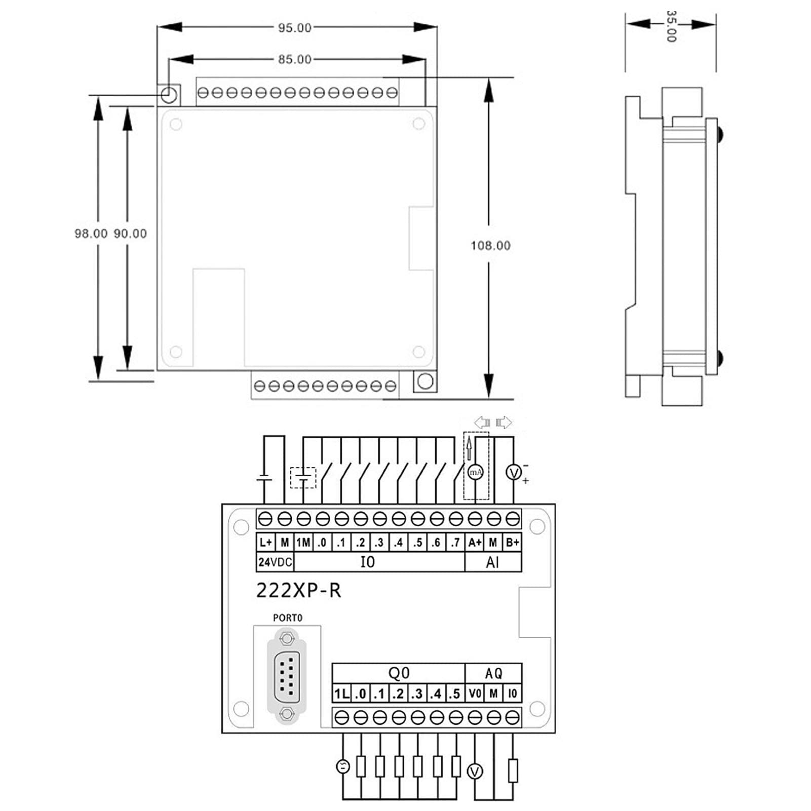 Scheda di Controllo Industriale Controller Logico Programmabile PLC CPU 222XP Accessorio Compatibile con S7 200 Per Controllo 24 V CC