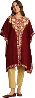 CRAFTBAZAR Cashmillon Kashmiri Embroidered Maroon Kaftan Kurta Multi Price In India