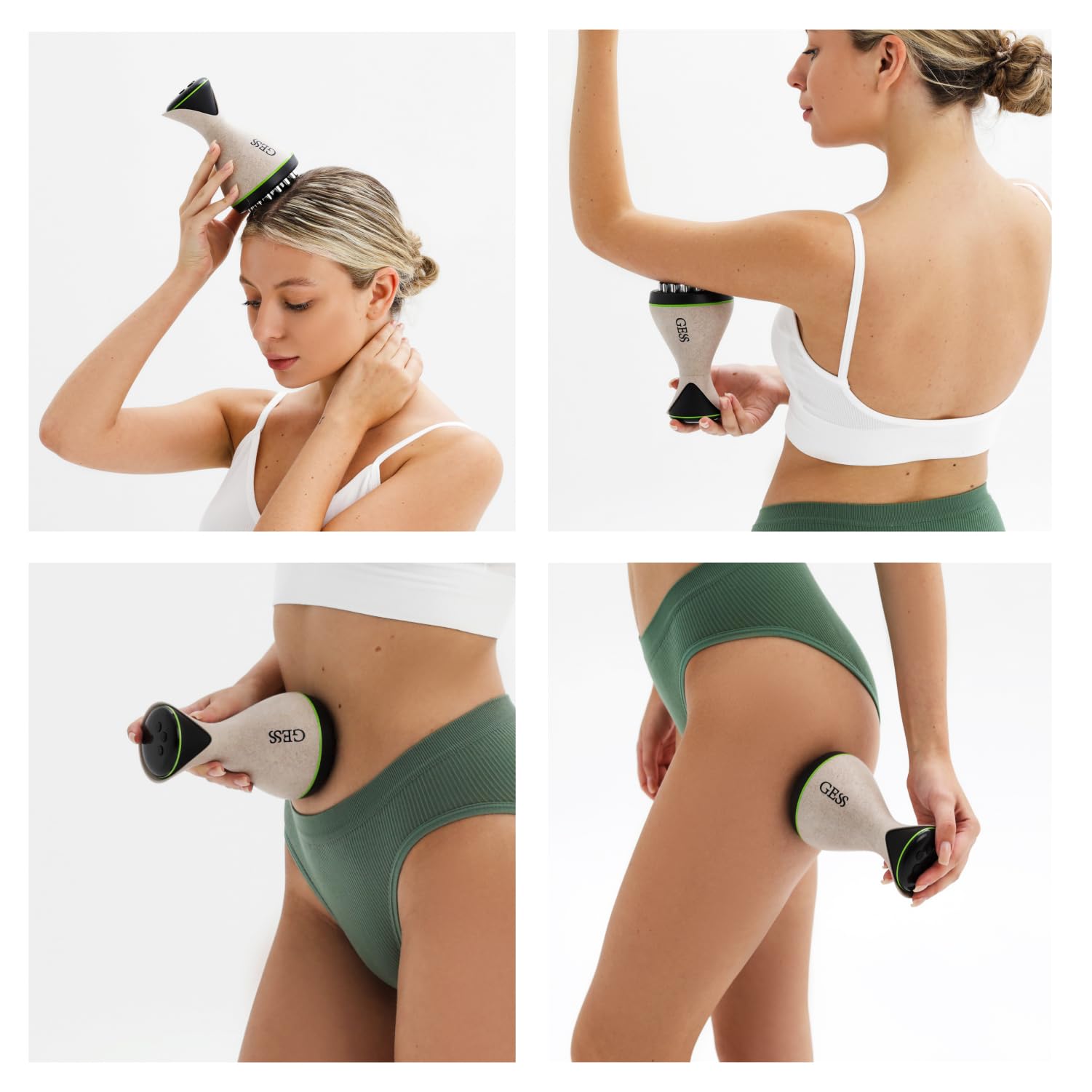 GESS MIO Massaggiatore EMS per Modellare e Tonificare Corpo - 9 Modalità di Intensità, Anti-Cellulite, Massaggio Vibrante per Gambe, Glutei, Collo e Detox
