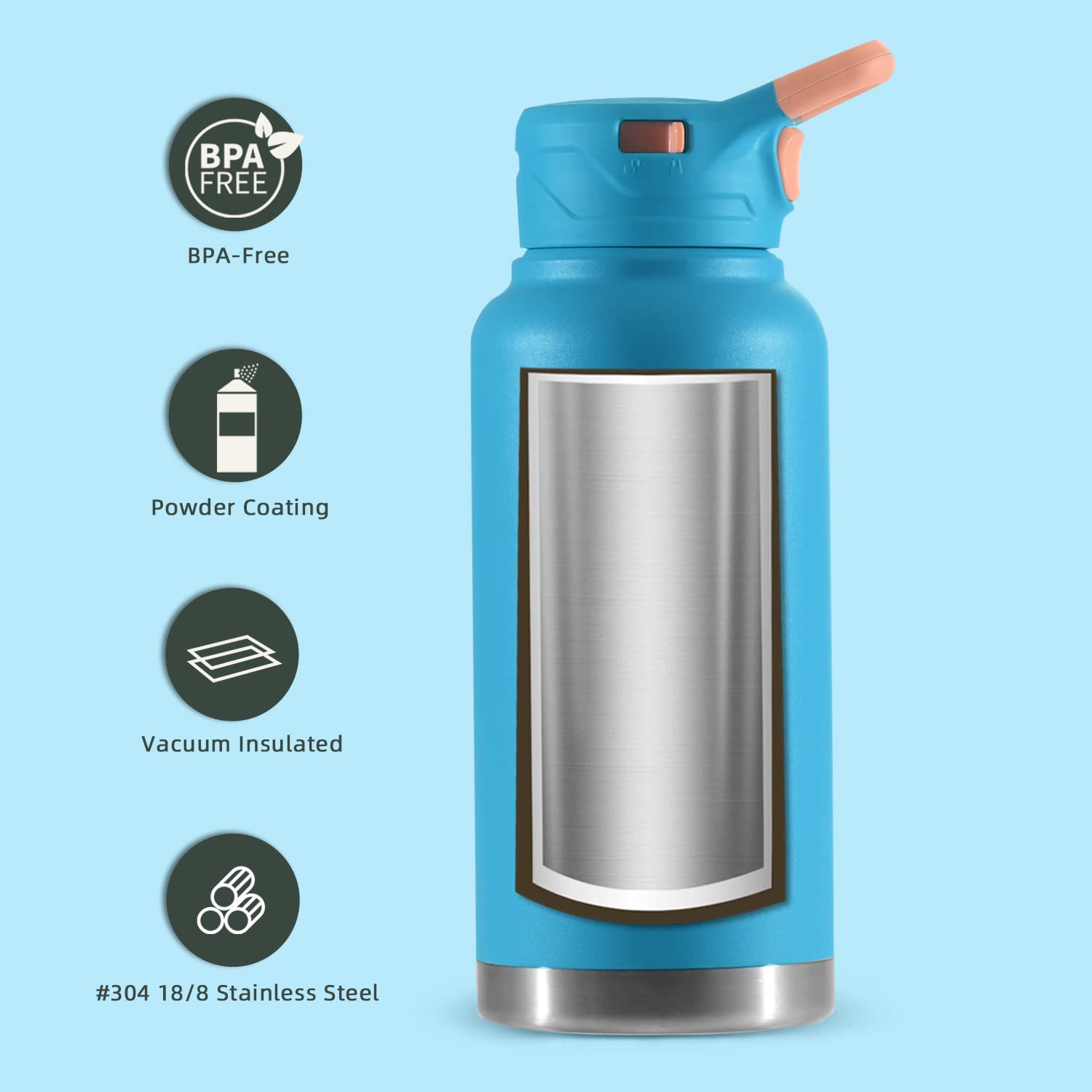 IDEUS Vacuum Insulated Water Bottle 950ml/32oz, Leak-Proof Stainless Steel Water Bottle, Double Wall Flask - Image 2