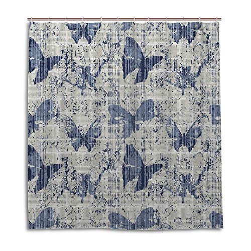 Rideau de douche en polyester de qualité supérieure motif papillon aquarelle 182cm - 2