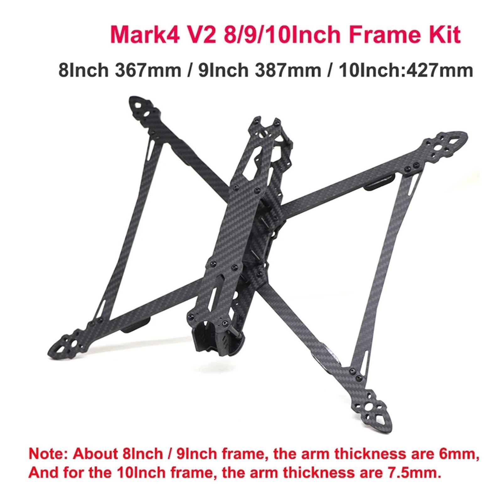 Kit telaio for drone da corsa FPV Quadcopter Freestyle Mark4 V2 Mark 4 da 8 pollici 367 mm 9 pollici 387 mm con braccio da 6 mm / 10 pollici 427 mm con braccio da 7,5 mm(Mark4 V2 8Inch 367mm)