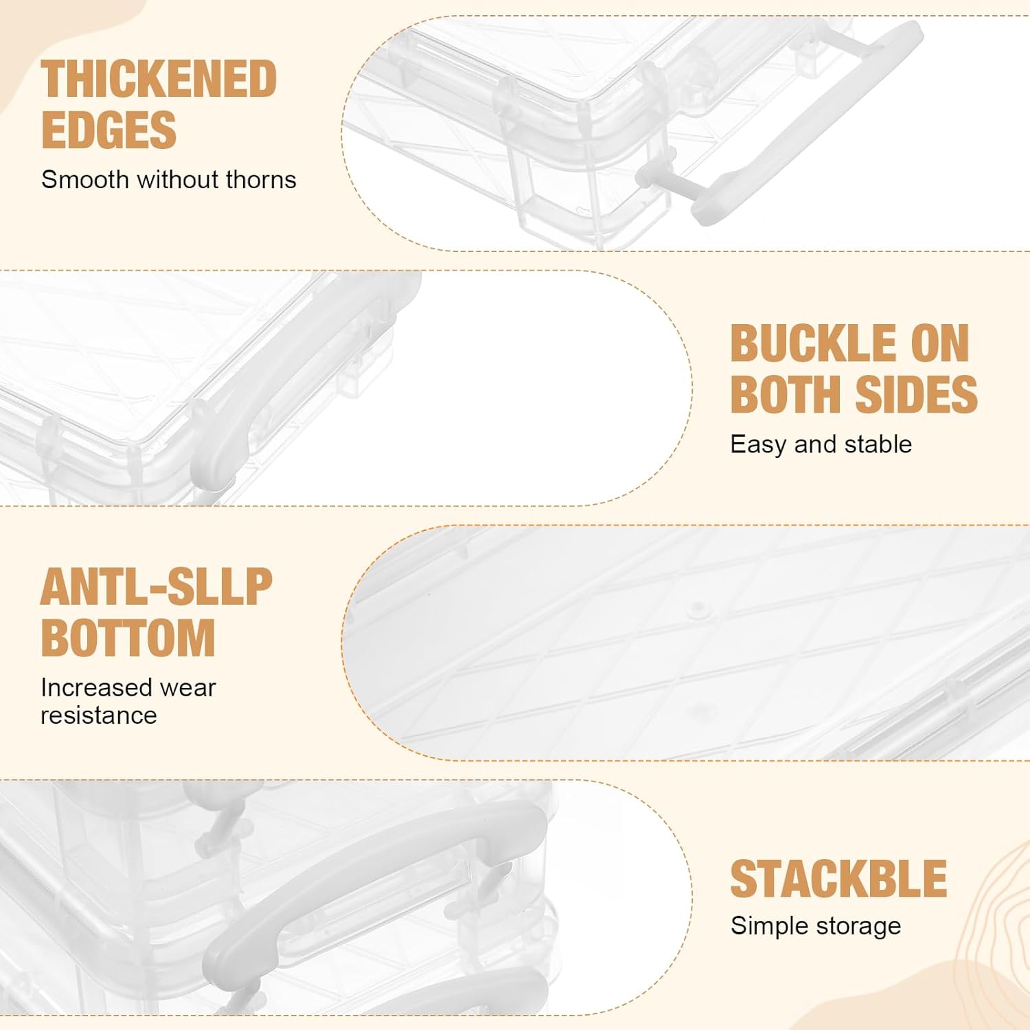 Gueevin 24 Pcs Large Capacity Plastic Pencil Box Clear Plastic Pencil Case Crayon Box with Snap Tight Lid Watercolor Pen Storage Brush Organizer Drawing Tools Container (White) - Image 3