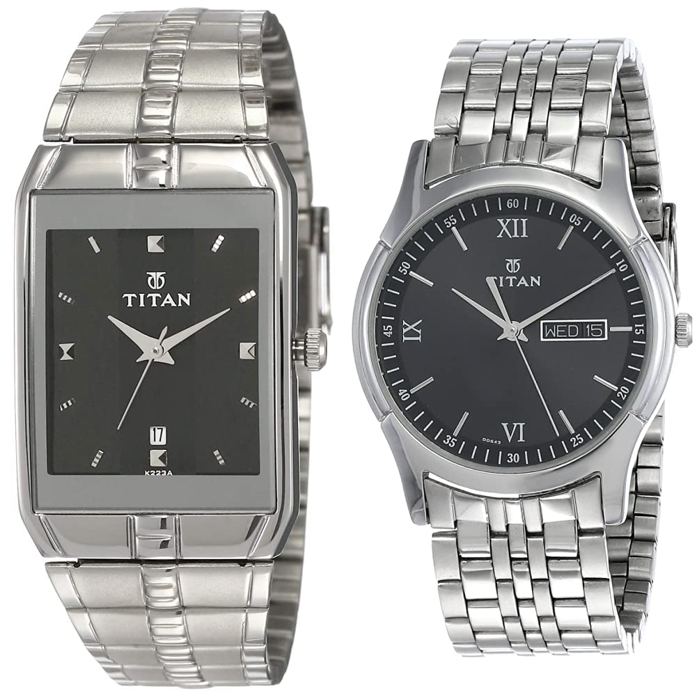 Titan Men Stainless Steel Karishma Analog Black Dial Watches - Nh9151Sm02A,Nk1636Sm01, Band Color-Silver (B07X4KK8SK) Amazon Price History, Amazon Price Tracker