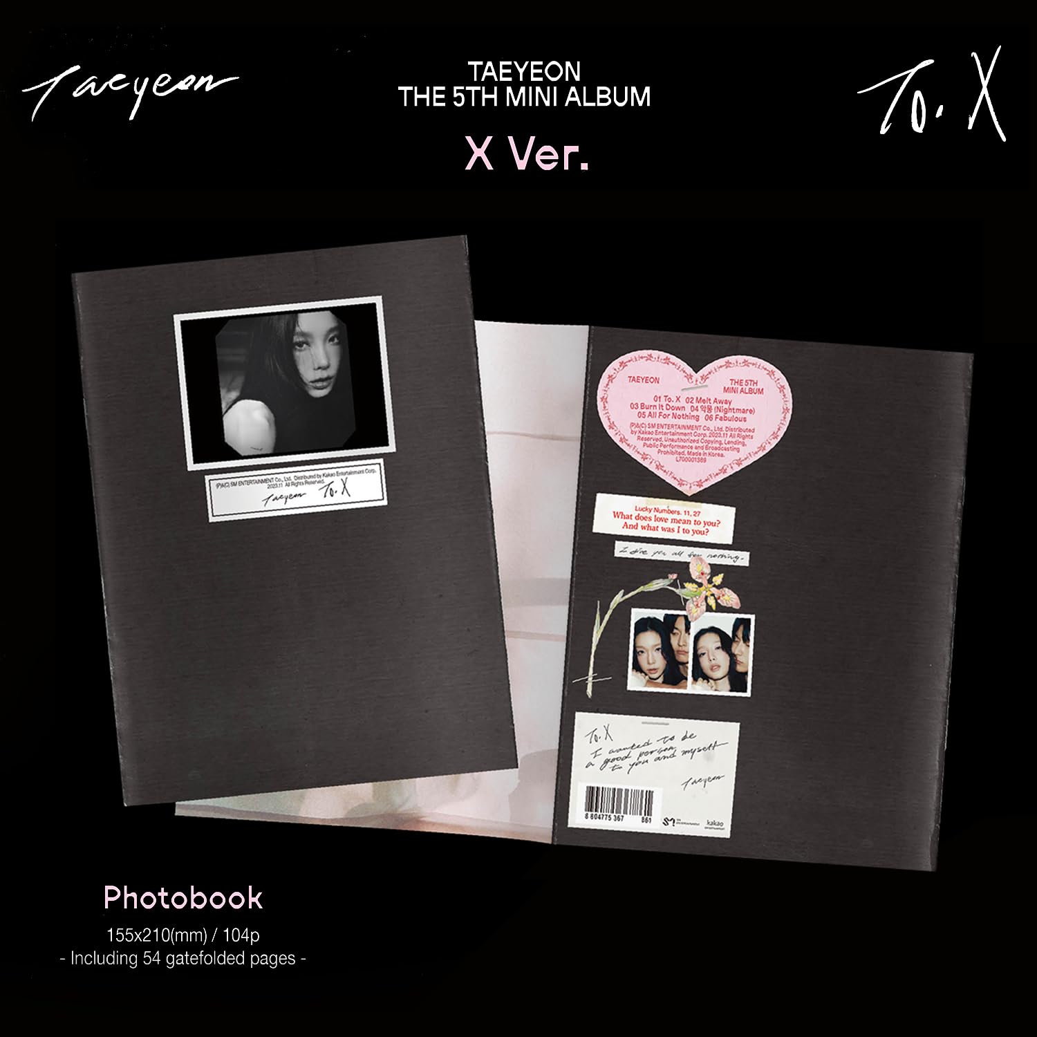 Amazon.com: TAEYEON - 5th Mini Album [To.X] (X Ver.) Photobook +