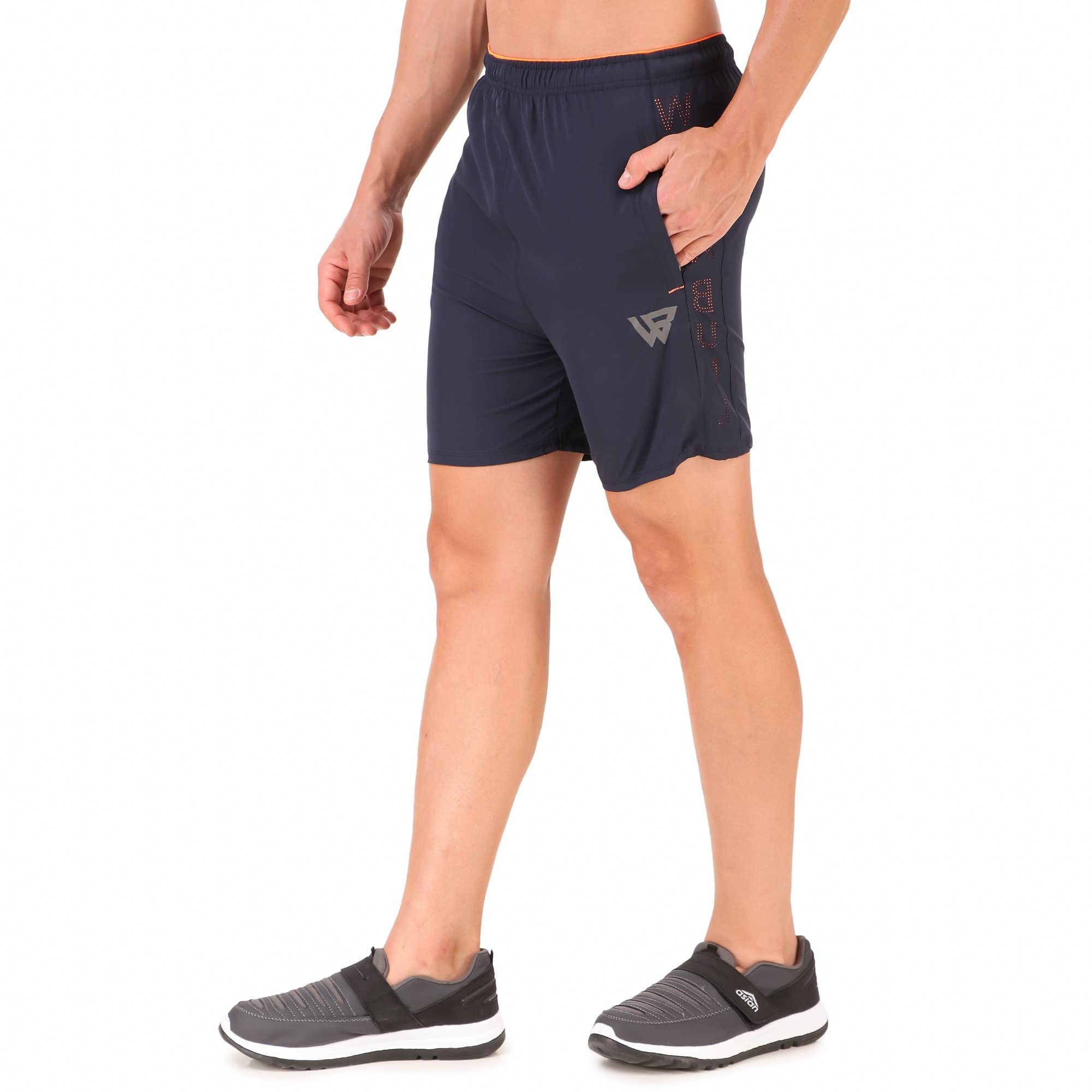 NS Lycra (Laser Cut) Athletic Slim Fit | Sportswear Bottom Wear for Men | Casual Running Workout Shorts with 2 Side Zipper Pockets-image-2