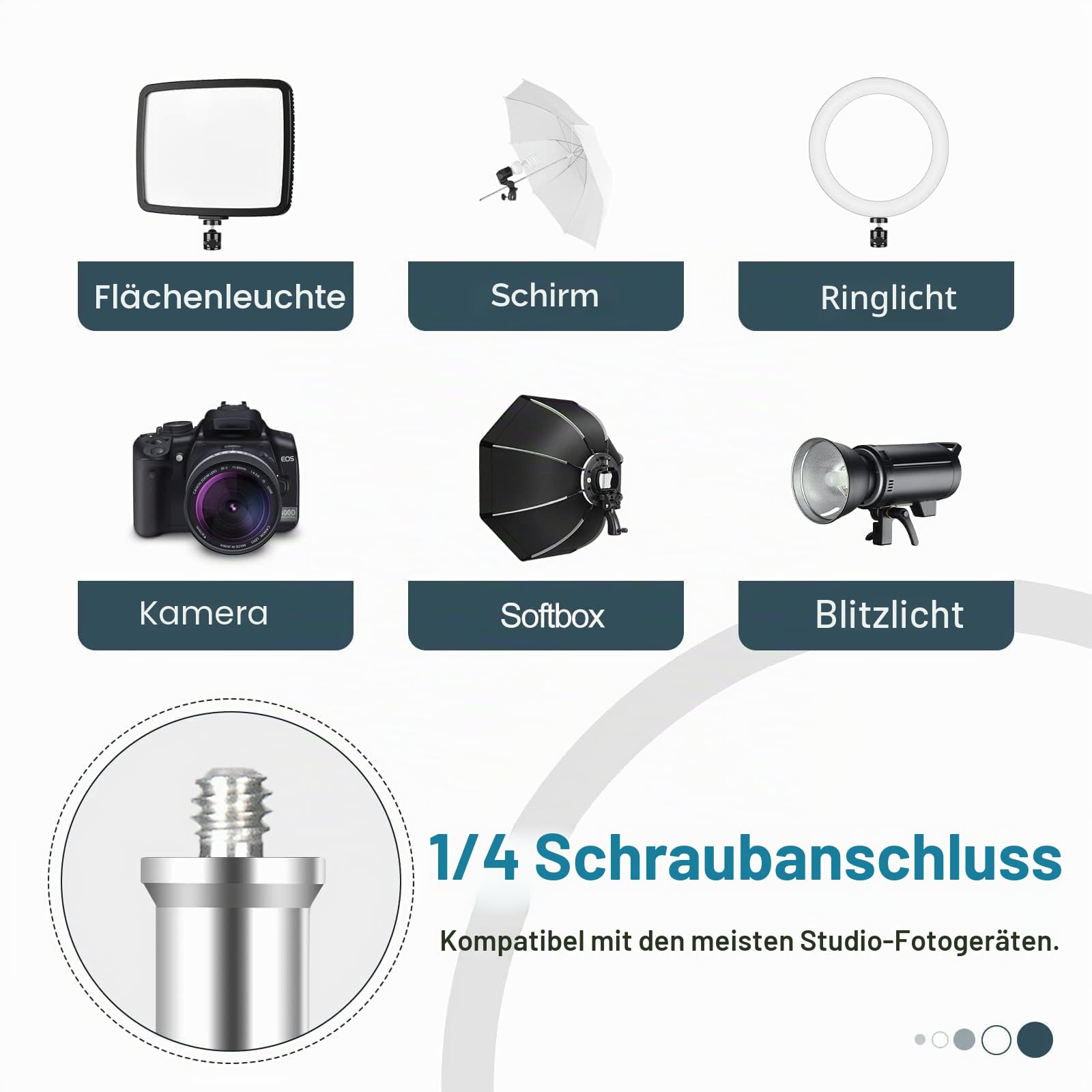 EMART 210cm Lichtstativ Stabil Lampenstativ Aluminium-Stativständer Licht Stativ tragbares Beleuchtungsstativ 5 kg Traglast, 1/4 Zoll Schraube Light Stand für Studio Kits, Softbox-2 Stück