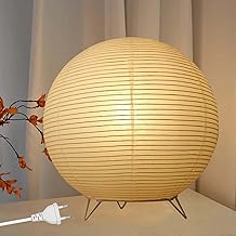 Lampada da tavolo in carta di riso, lampada da tavolo bianca, lampada da comodino, lampada da tavolo, paralume con attacco E14, interruttore e lampadina, lampada a sospensione rotonda, 1,8 m, cavo H