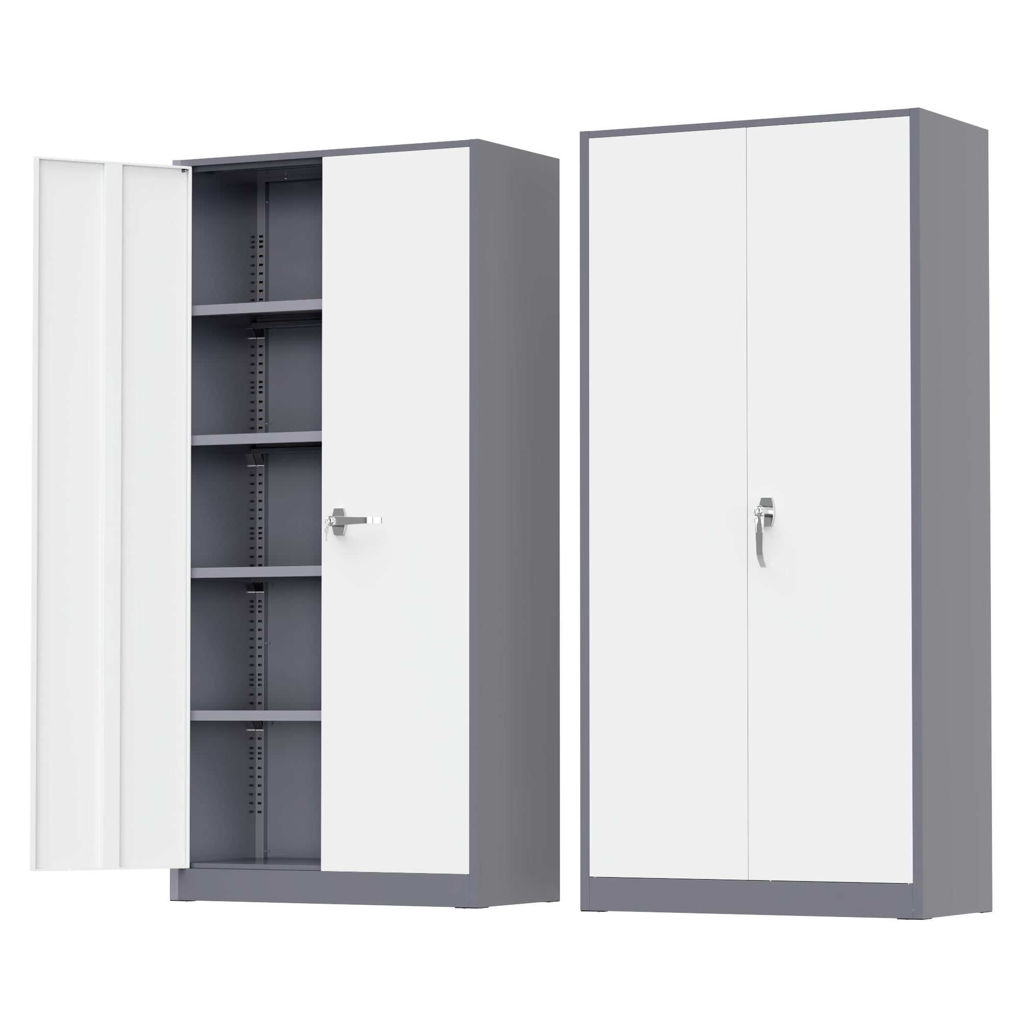 Incbruce 72" H x18 D Patio Metal Storage Cabinet, Outdoor Storage Cabinet with Doors and Adjustable Shelves, Tool Shed for Home, Patio, Office (Grey