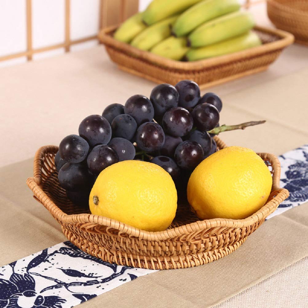 DGLQMYX Small Woven Wicker Basket - 9.8" Round Entryway Organizer For Keys, Wallet, Cell Phone Snacks Wicker Woven Bread Basket Natural Rattan Round Stackable - View #13