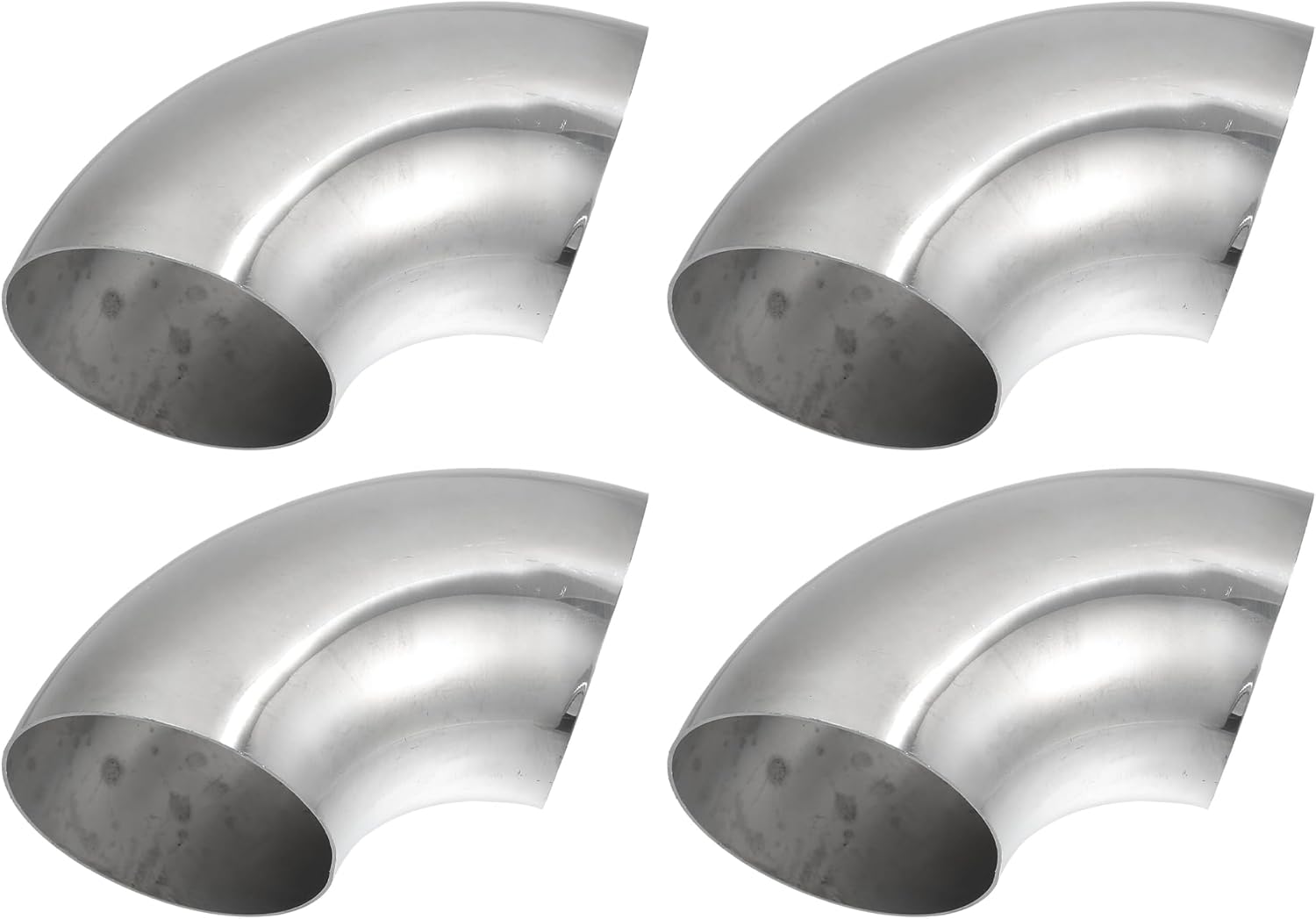 X AUTOHAUX 4 Pcs OD 3 Inch 90 Degree 1.2mm Thickness Mandrel Bend Elbow SS304 Stainless Steel Bend Tube Exhaust Elbow Pipe for Car Modified Exhaust System