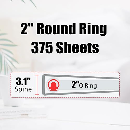 Miniatura 2 de Carpeta pequeña de 2 pulgadas, 3 anillos para papel de 5.5 x 8.5 pulgadas, bonita carpeta pequeña de tres anillos con separadores de 5 pestañas y