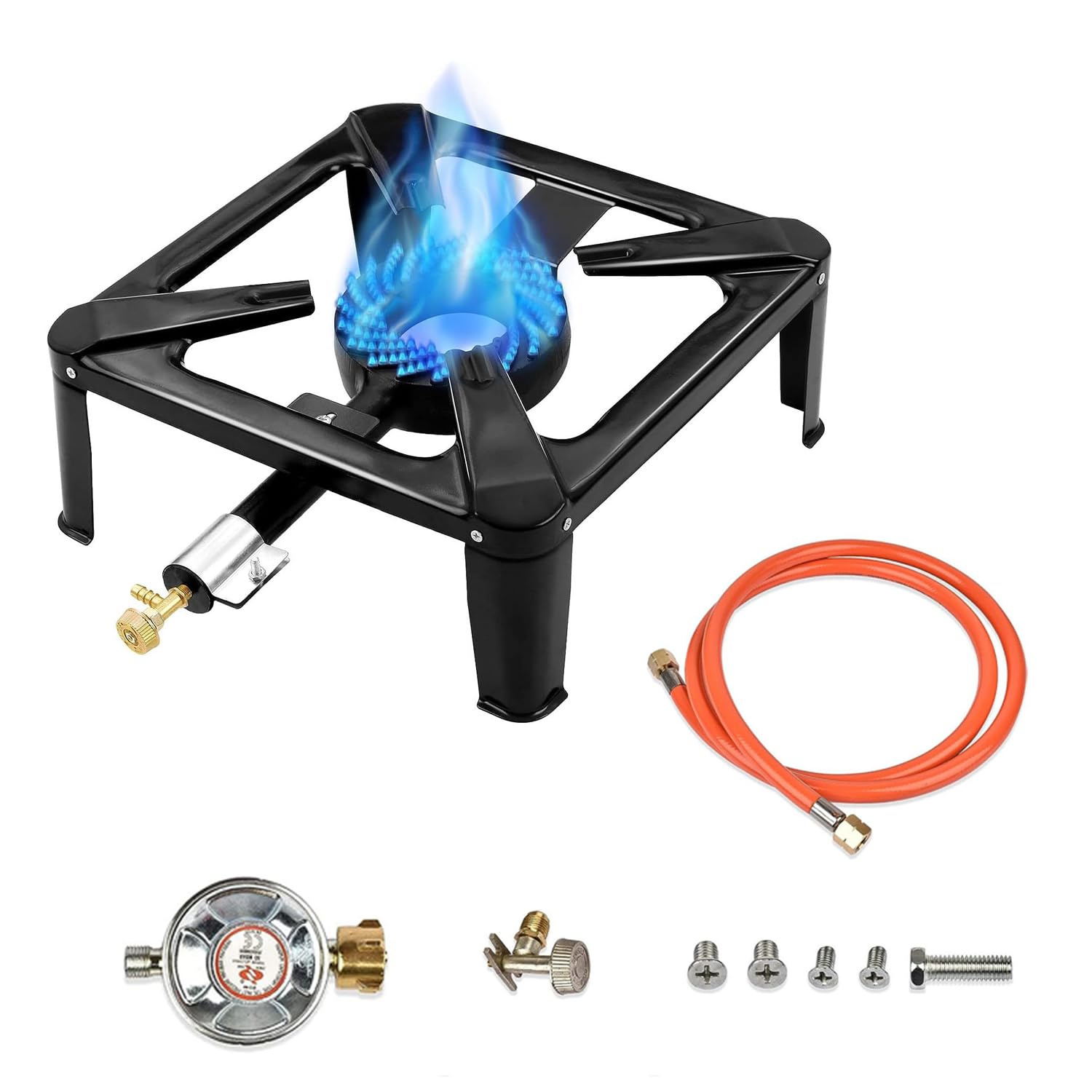 Réchaud à Gaz Portable Pour Extérieur, Équipé d'Un Tuyau Flexible De 1,5 Mètre Et d'Un Détendeur, Supportant 40 Kg, Anti-Rouille Et Stable, Idéal Pour Le Camping, Les Fêtes Et Les Pique-Niques