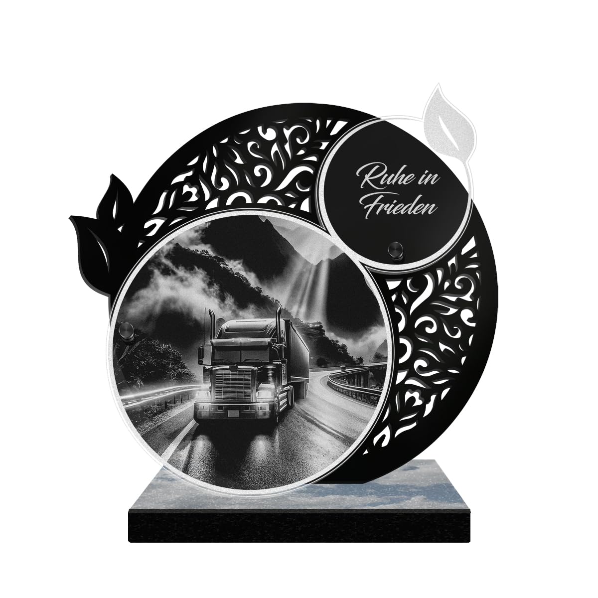 ETERNEL - Personalisierte Grabplatte Spitze - LKW-Foto und personalisierbarer Text, lasergravierte Grabplatte für Hommage, Grabplatte, Grab, Beerdigung, Gedenken