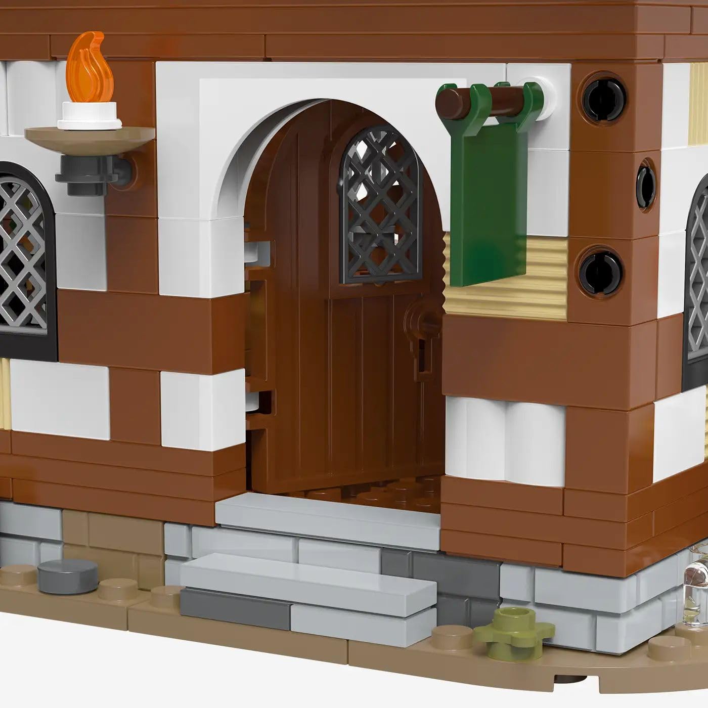 BlueBrixx Burg Bärenfels Gasthaus, 1001 Klemmbausteine, Wirtshaus, Taverne | Schankraum mit Zapfanlage, Vorratsregale, abnehmbares Dach, Fachwerkfassade, Handkarren, 150 x 185 x 224 mm, 109643