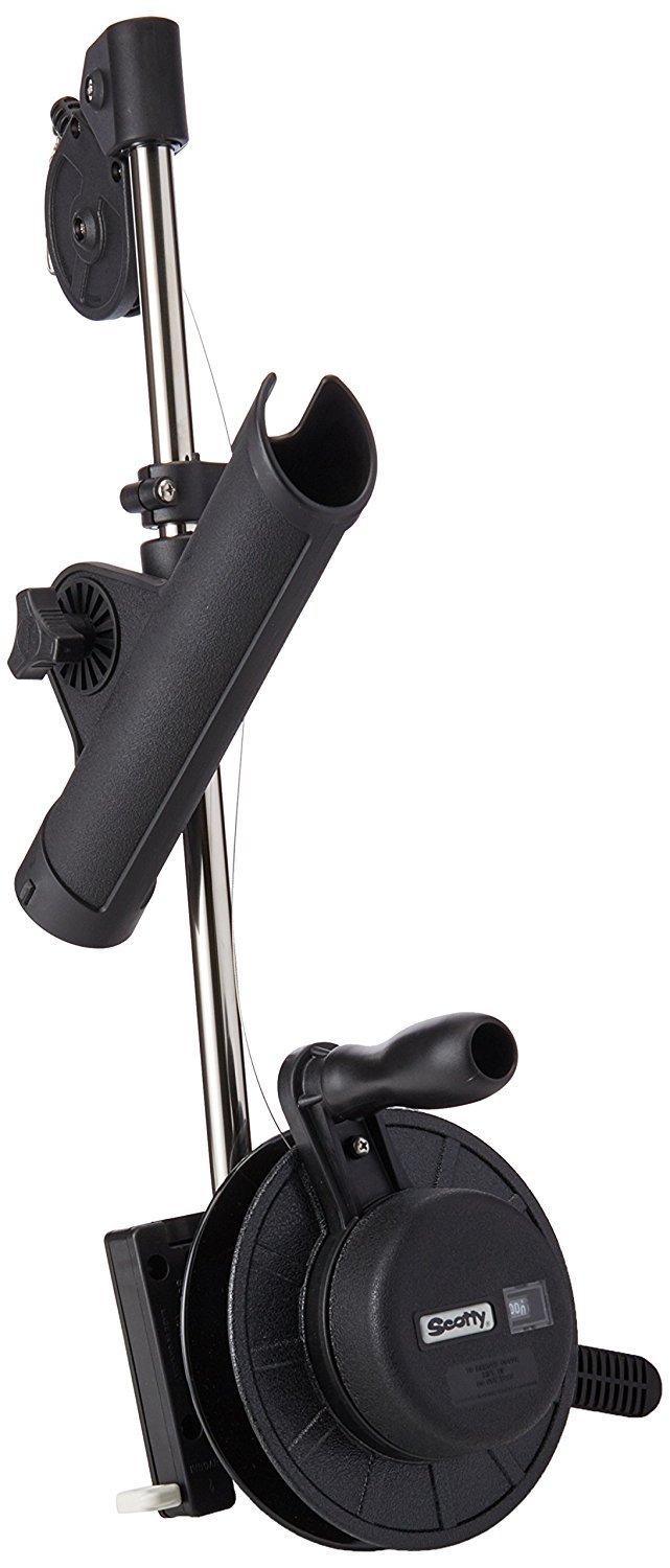 Scotty #1050 Depthmaster Manual Downrigger, Display Packed w/ Rod Holder, Black, 23"